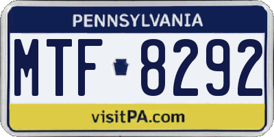 PA license plate MTF8292