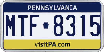PA license plate MTF8315