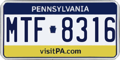 PA license plate MTF8316