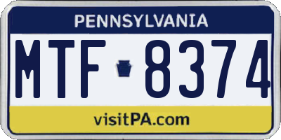 PA license plate MTF8374