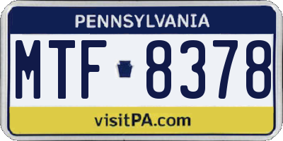 PA license plate MTF8378