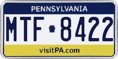 PA license plate MTF8422