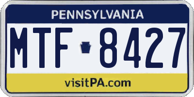 PA license plate MTF8427
