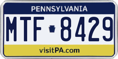 PA license plate MTF8429
