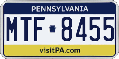 PA license plate MTF8455