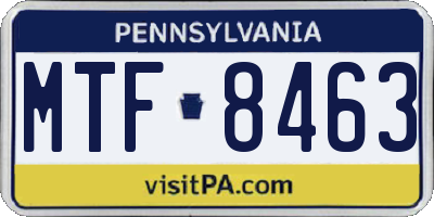 PA license plate MTF8463