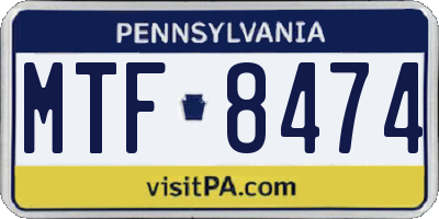 PA license plate MTF8474