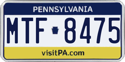 PA license plate MTF8475