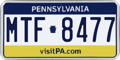 PA license plate MTF8477