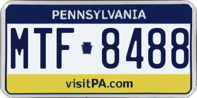PA license plate MTF8488