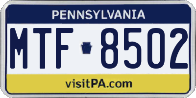 PA license plate MTF8502