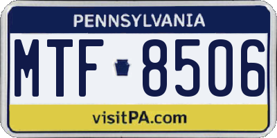 PA license plate MTF8506