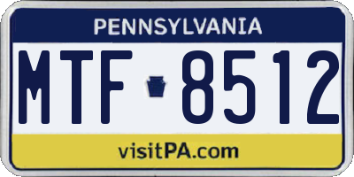 PA license plate MTF8512