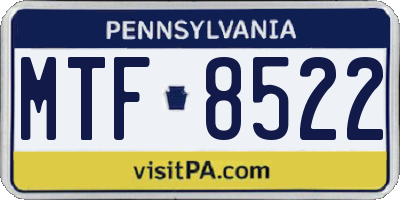 PA license plate MTF8522