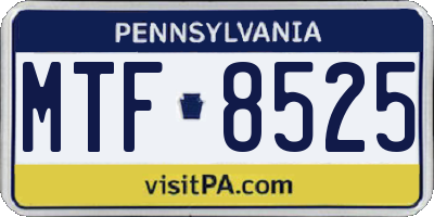 PA license plate MTF8525