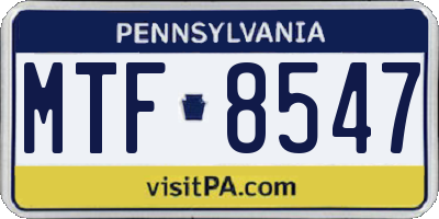 PA license plate MTF8547