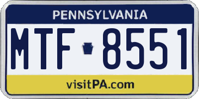 PA license plate MTF8551