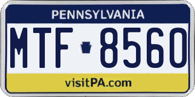 PA license plate MTF8560