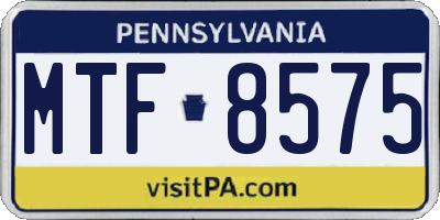 PA license plate MTF8575