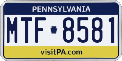 PA license plate MTF8581