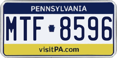 PA license plate MTF8596
