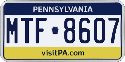 PA license plate MTF8607