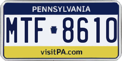 PA license plate MTF8610