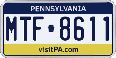 PA license plate MTF8611