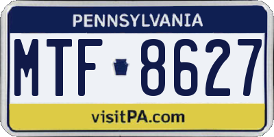 PA license plate MTF8627
