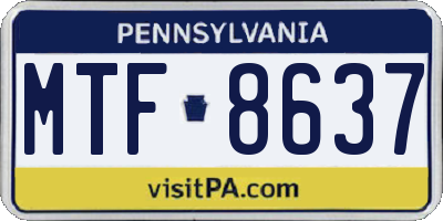 PA license plate MTF8637