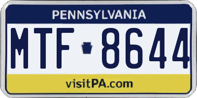 PA license plate MTF8644