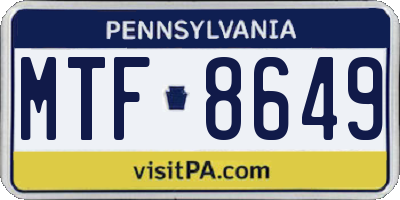 PA license plate MTF8649