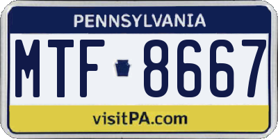 PA license plate MTF8667