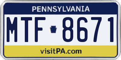 PA license plate MTF8671