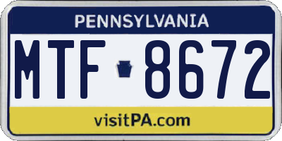 PA license plate MTF8672