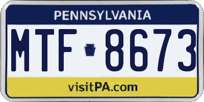 PA license plate MTF8673