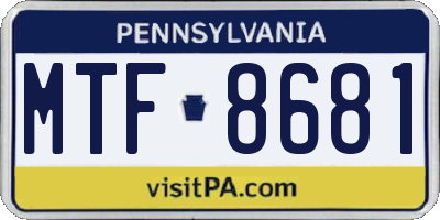 PA license plate MTF8681