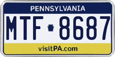 PA license plate MTF8687