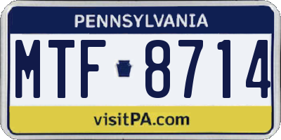 PA license plate MTF8714