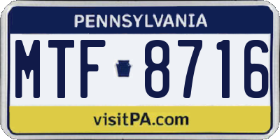 PA license plate MTF8716