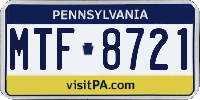 PA license plate MTF8721