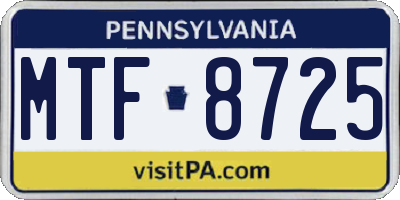 PA license plate MTF8725