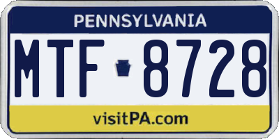PA license plate MTF8728