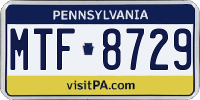 PA license plate MTF8729