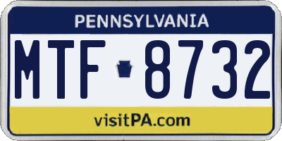 PA license plate MTF8732
