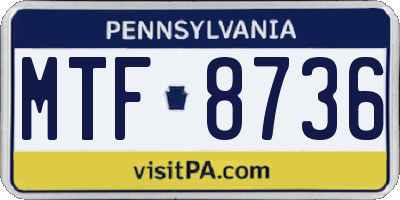 PA license plate MTF8736