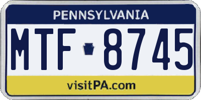 PA license plate MTF8745