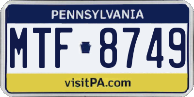 PA license plate MTF8749