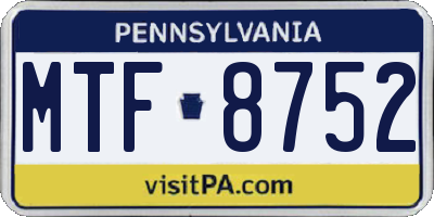 PA license plate MTF8752