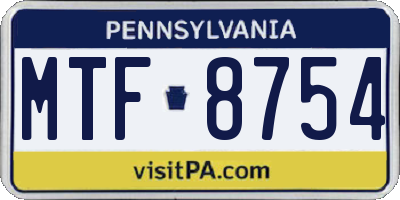 PA license plate MTF8754